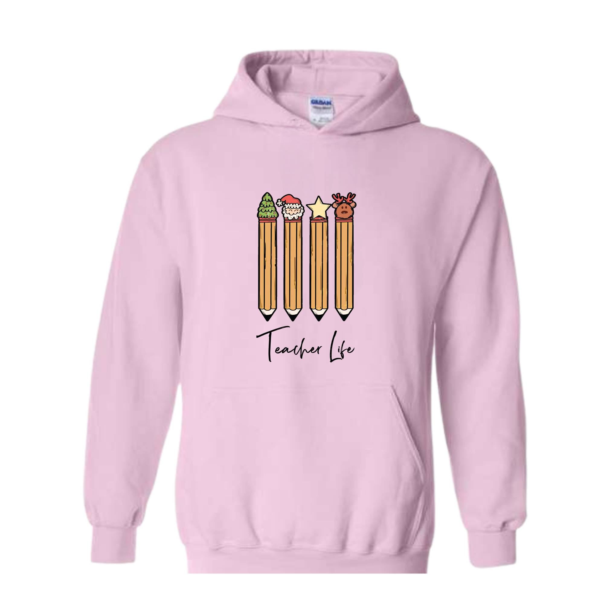 Cute Teacher Christmas Sweatshirt, Christmas Pencils Design, Teacher Life Sweatshirt, Teacher Christmas Gift, School Christmas Season