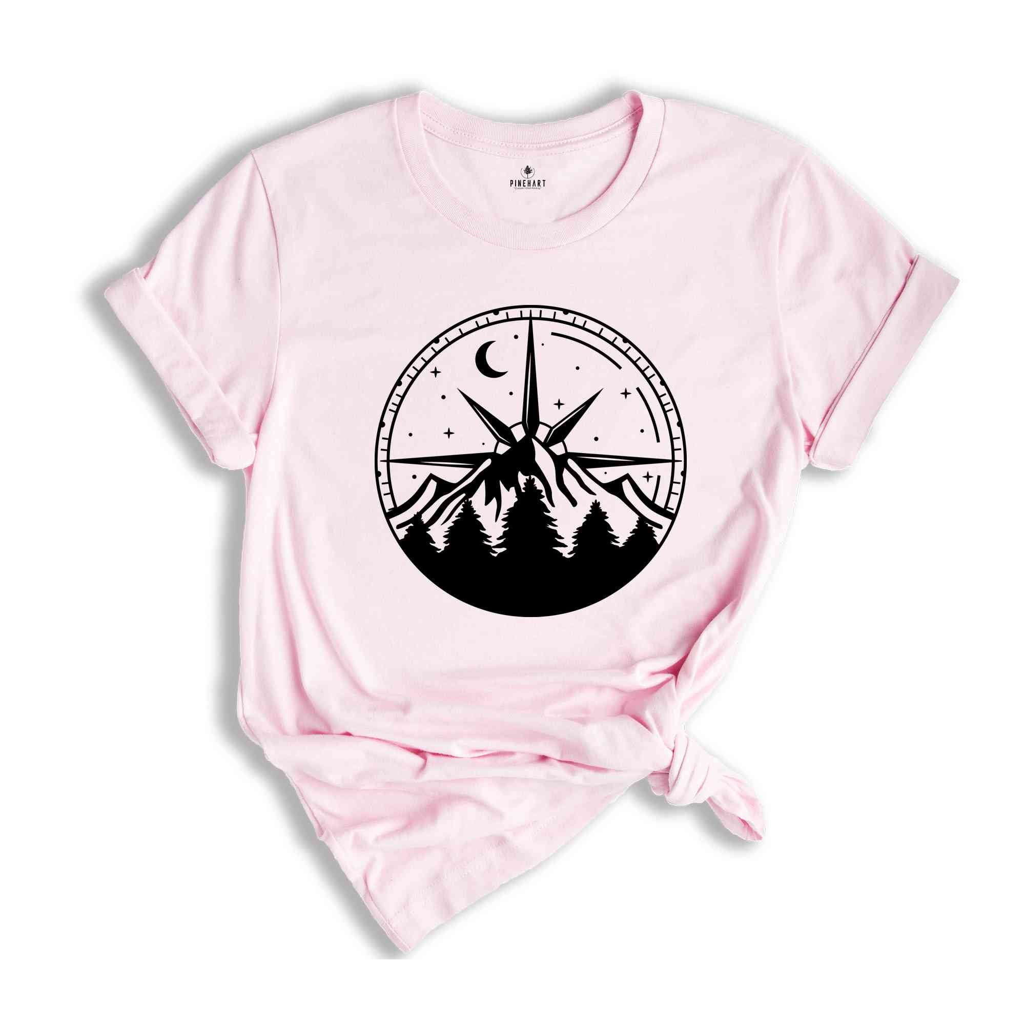 Compass Shirt, Mountain Shirt, Hiking Shirt, Outdoor Shirt, Camper Gift, Nature Lover Gift, Traveler Shirt, Nature Lover Shirt, Camping Tee