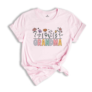 Wildflower Grandma T-Shirt, Grandma To Be Shirt, Gifts For Grandma, Floral Shirt, Baby Announcements Gifts