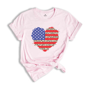 American Flag Leopard Shirt, American Flag Heart Shirt, Patriotic Shirt, USA Shirt, 4th Of July Shirt, July 4th Shirt, The US Flag Shirt