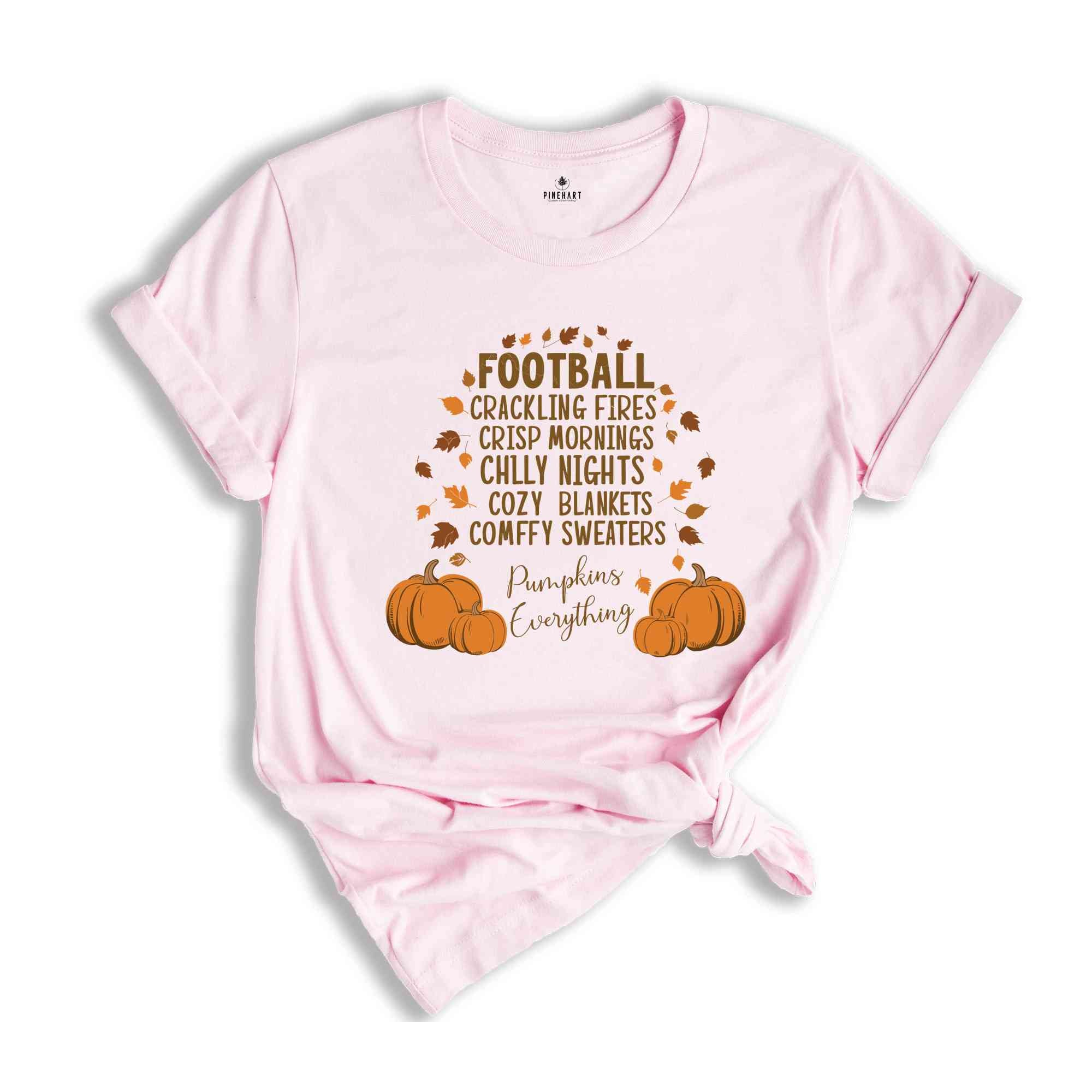 Cozy Blankets Crunchy Leaves Crackling Fires Football Shirt, Fall List Shirt, Womens Halloween Shirt, Thanksgiving Gifts, Autumn Shirt