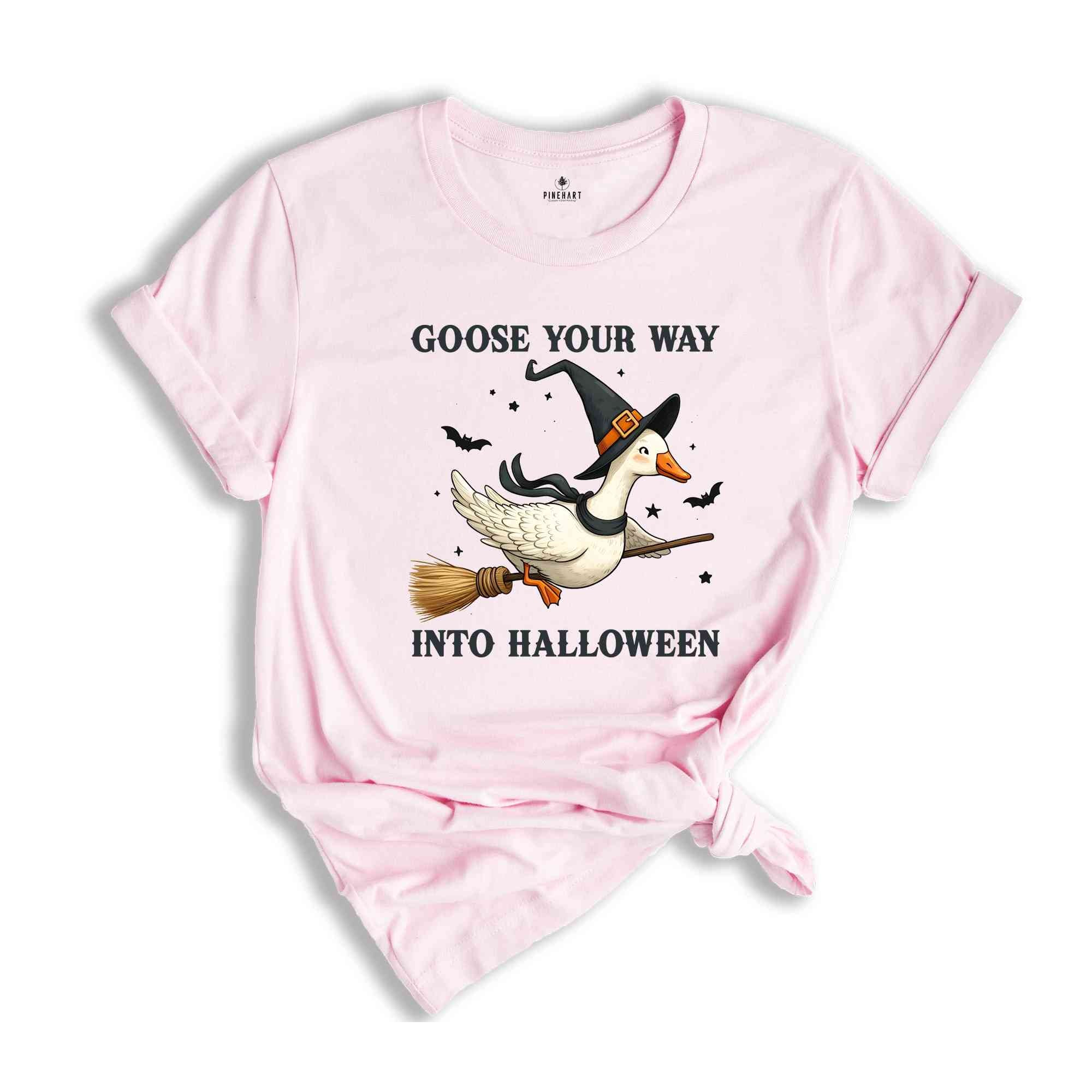 Goose Your Way Into Halloween Shirt, Halloween Goose T-Shirt, Halloween Duck Shirt, Flying Duck Pumpkin Tee, Trick or Treat Shirt