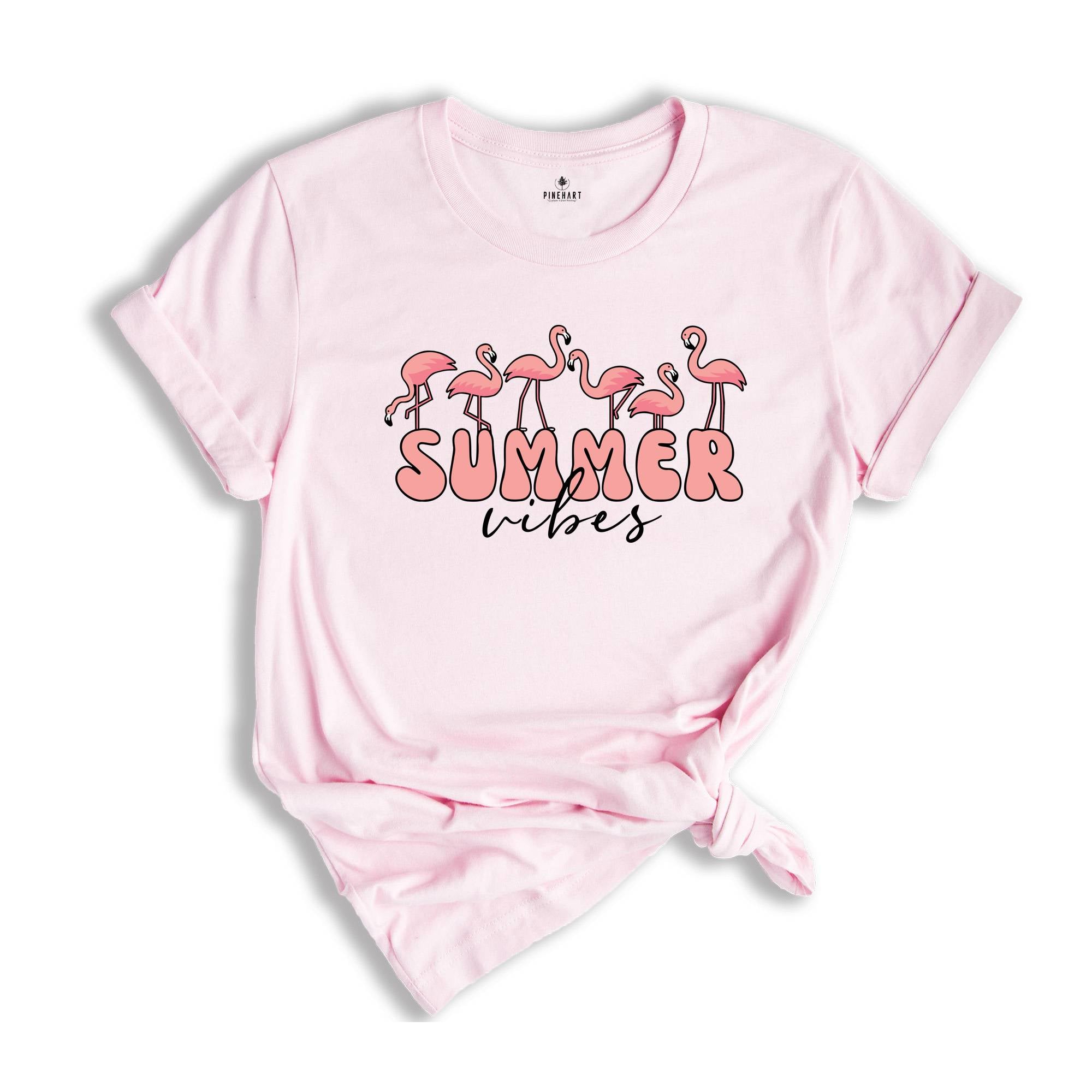 Flamingo Summer Vibes T-shirt, Flamingo T-shirt, Flamingo Lover Tee, Flamingo Lover Gift, Animal Lover Shirt, Animal Lover Gift