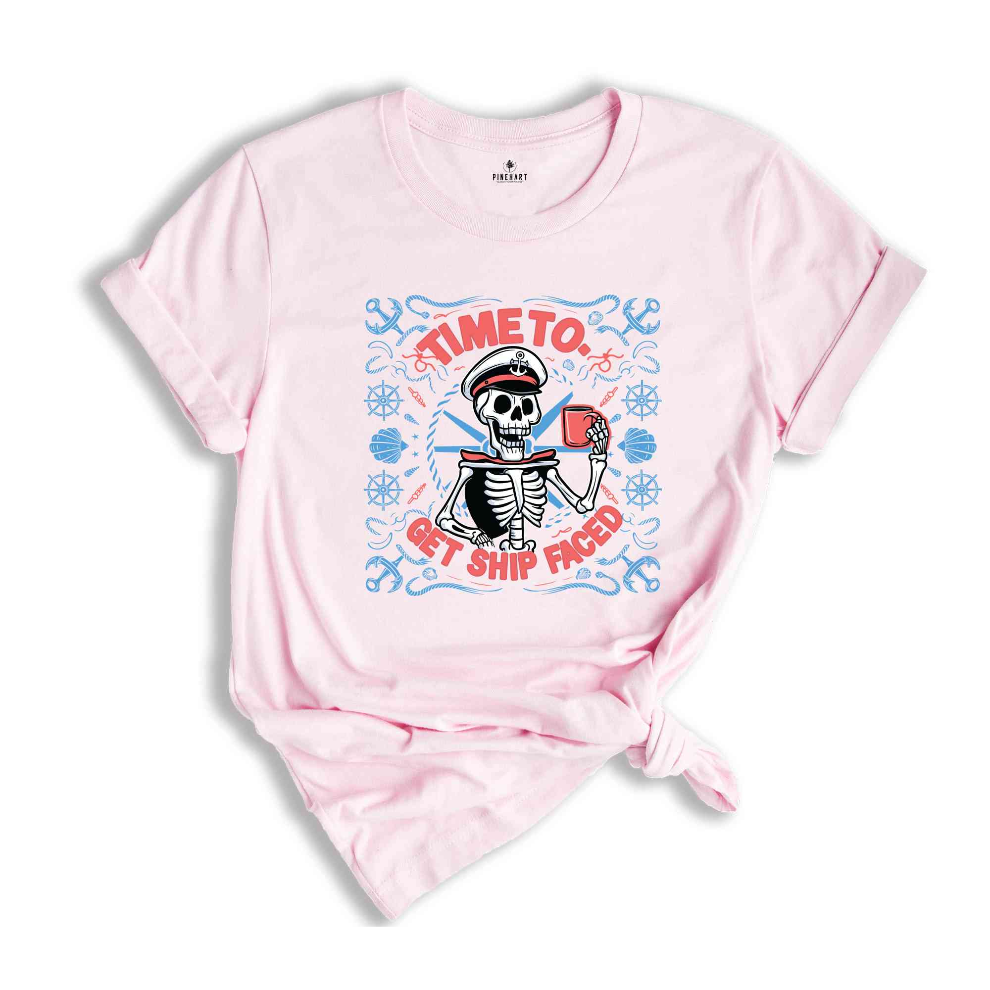 Time To Get Ship Faced Shirt, Funny Beach Shirt, Skeleton Themed Shirt For Women, Aesthetic Skull Shirt, Couple Shirt, Gift For Summer