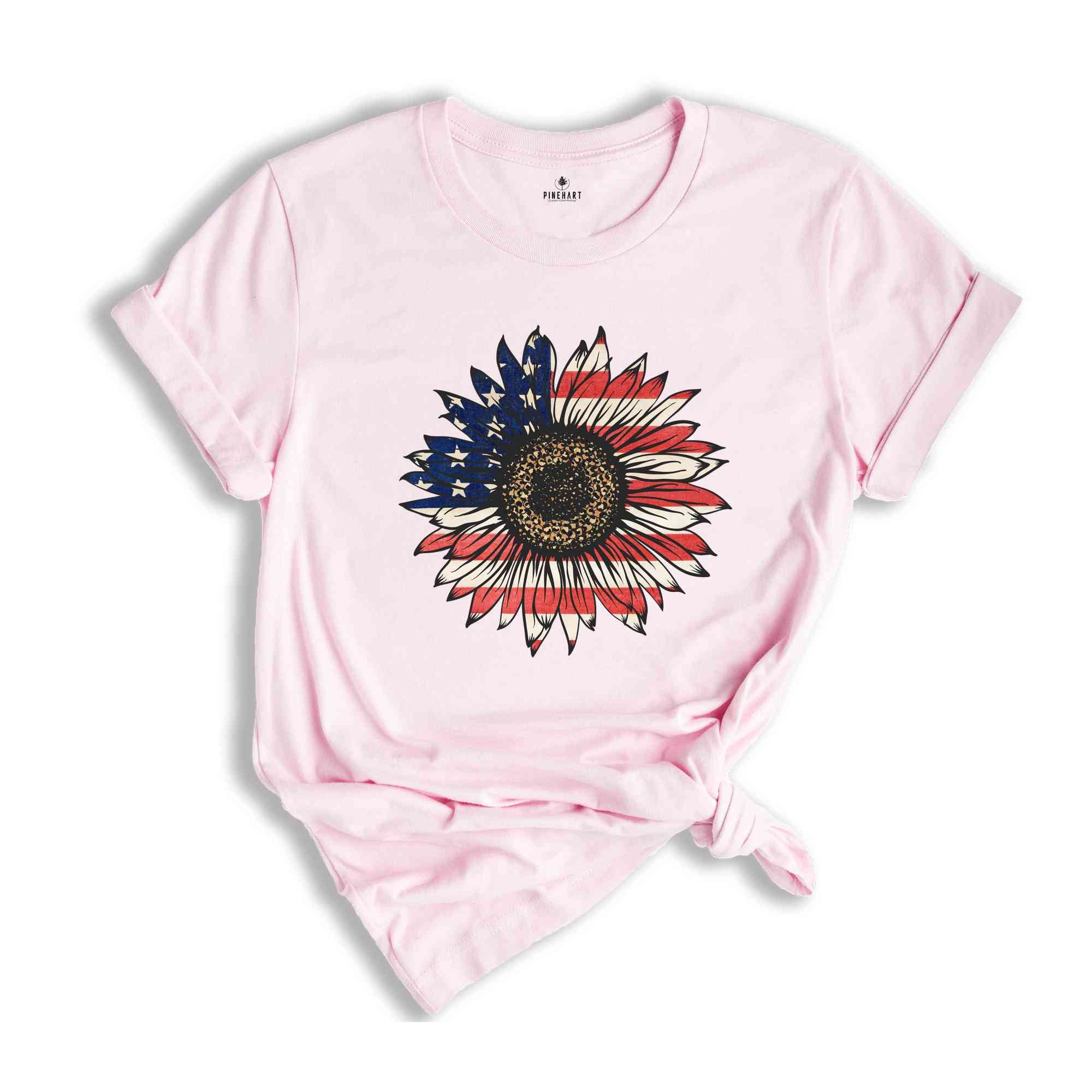 American Sunflower Shirt, 4th Of July Shirt, USA Shirt, Patriotic Shirt, Independence Day Shirt, Red White And Blue, Fourth Of July