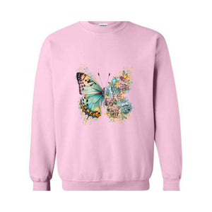 Floral Butterfly Sweatshirt, Hippie Butterfly Sweater, Butterfly Shirt, Butterfly Lover Gift, Boho Butterfly Hoodie, Antisocial Women Shirt