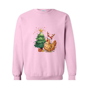 Chicken Christmas Sweatshirt, Cute Farm Girl, Funny Chicken Shirt, Chicken lover Gifts