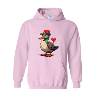 Valentine Mallard Duck Sweatshirt, Hunting Valentine's Day Hoodie, Valentine's Day Hoodie, Valentines Day Gift, Cute Valentine Hoodie