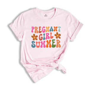 Pregnant Girl Summer Shirt, Cute Mom to Be Shirt, Pregnancy Reveal Shirt, Funny Mom Gift, New Mom Shirt, Baby Announcement Shirt