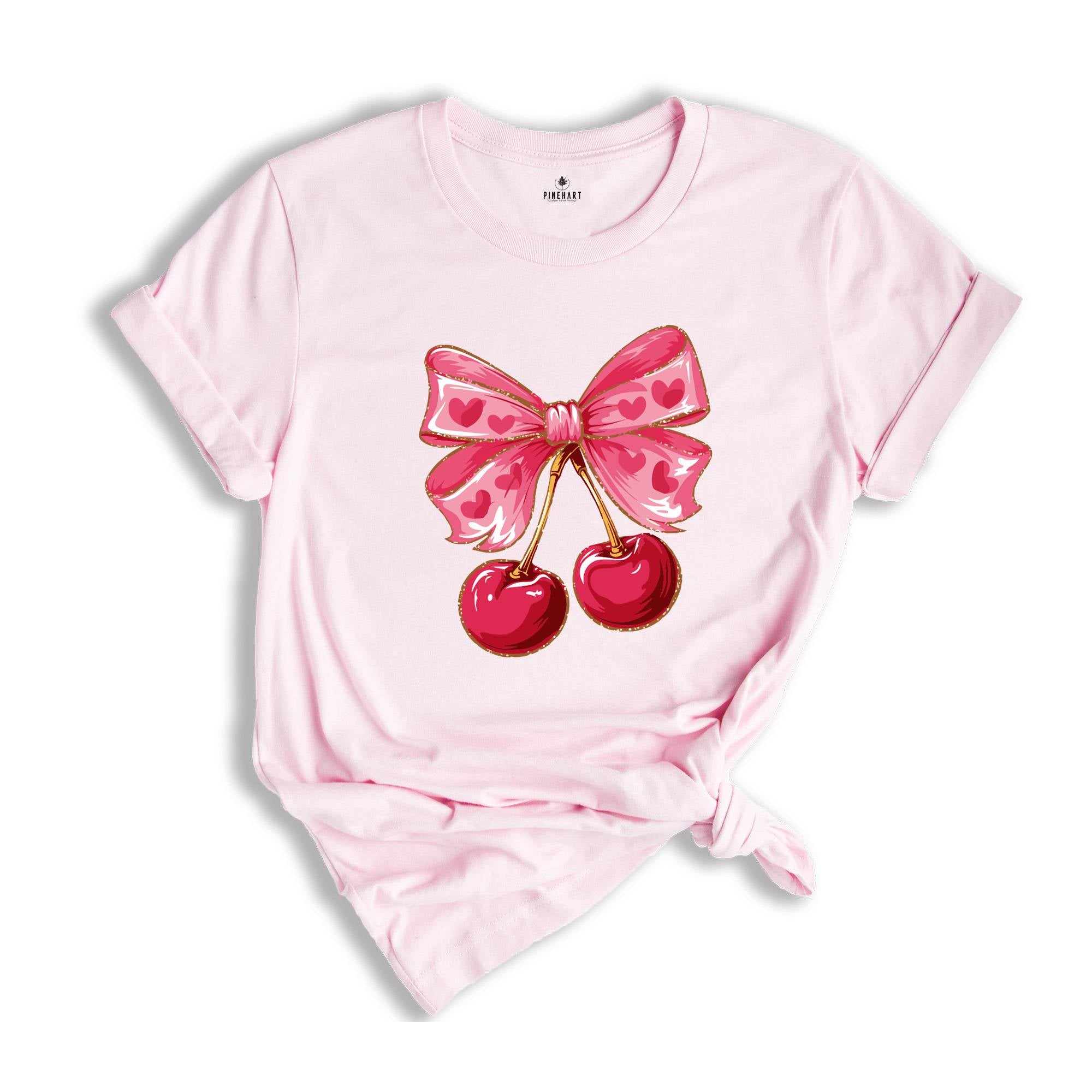 Coquette Valentine Heart Shirt, Valentine Day Shirt, Valentine Bow Shirt, Cherry Coquette core Shirt, Pink Valentine Day Shirt