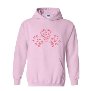 Heart Valentine Sweatshirt, Heart Hoodie, Ladies Valentine Day Sweatshirt, Gift for Girlfriend, Wife Gift Hoodie, Couple Sweatshirt