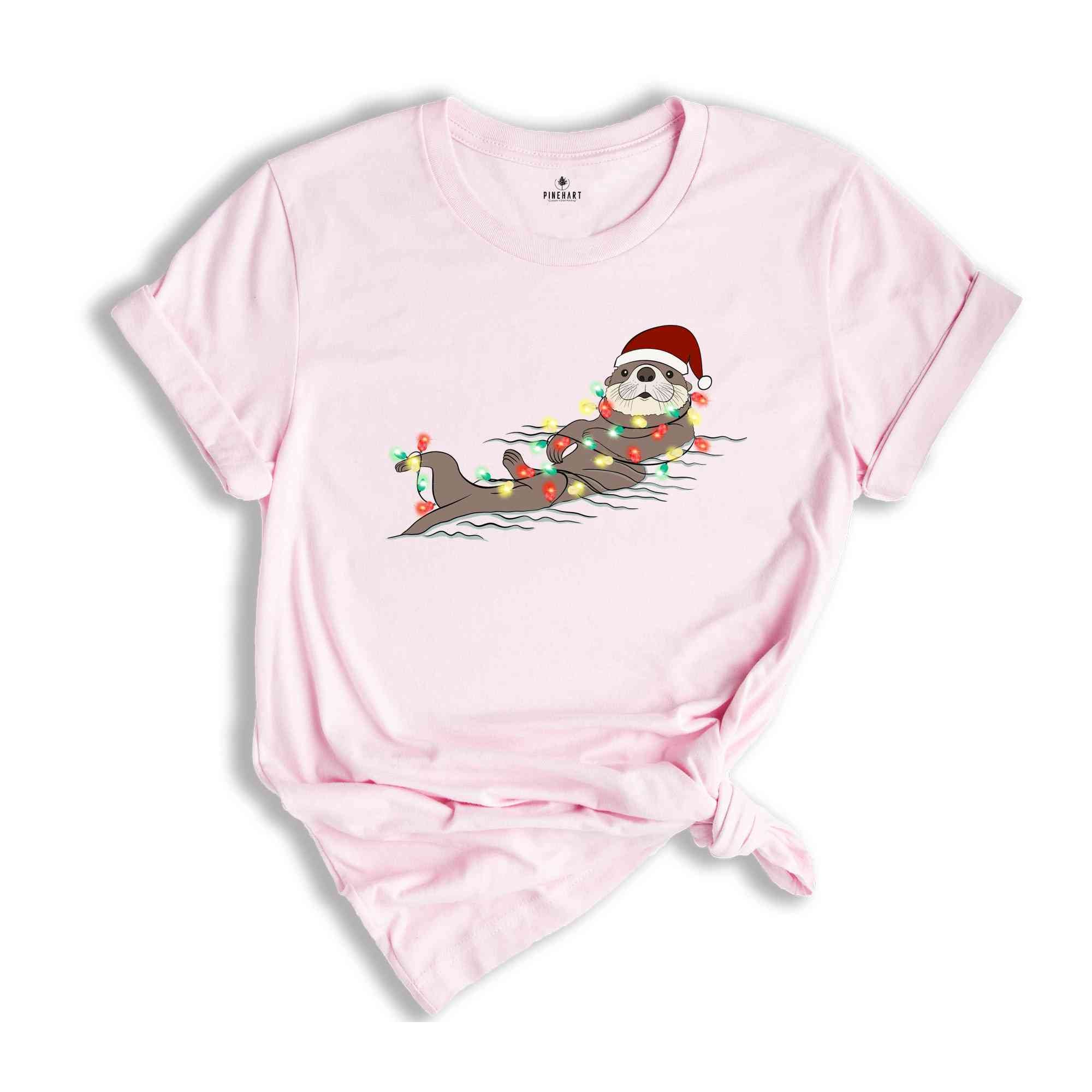 Adorable Christmas Otter Shirt, Cute Christmas Costume, Christmas Party Animal Tee, Christmas Night Tee, 2024 Christmas Gift