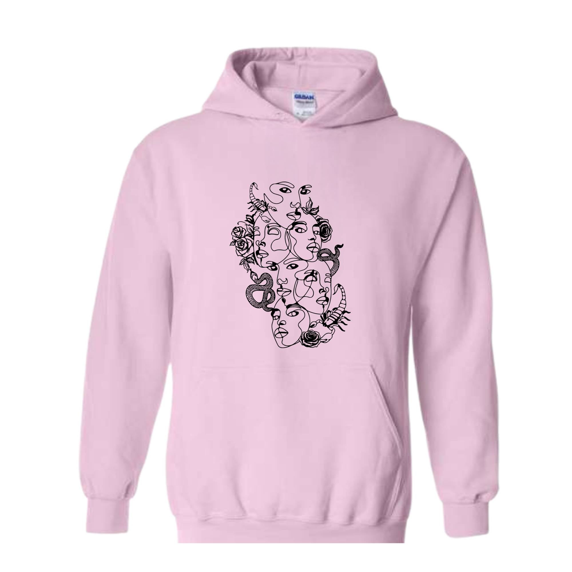 Line Art Sweatshirt, Boho Artline Hoodie, Retro Sweatshirt, Inspirational Sweater, Floral Sweatshirt, Snakes Sweatshirt, Scorpion Sweatshirt