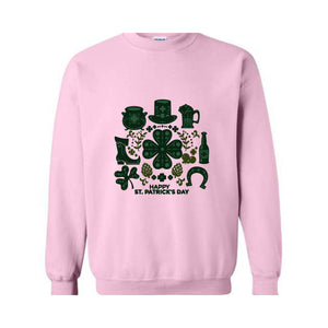 St Patricks Day Sweatshirt, Lucky Shamrock Sweater, Irish Green Sweater, Clover Pullover, Festive Sweatshirt