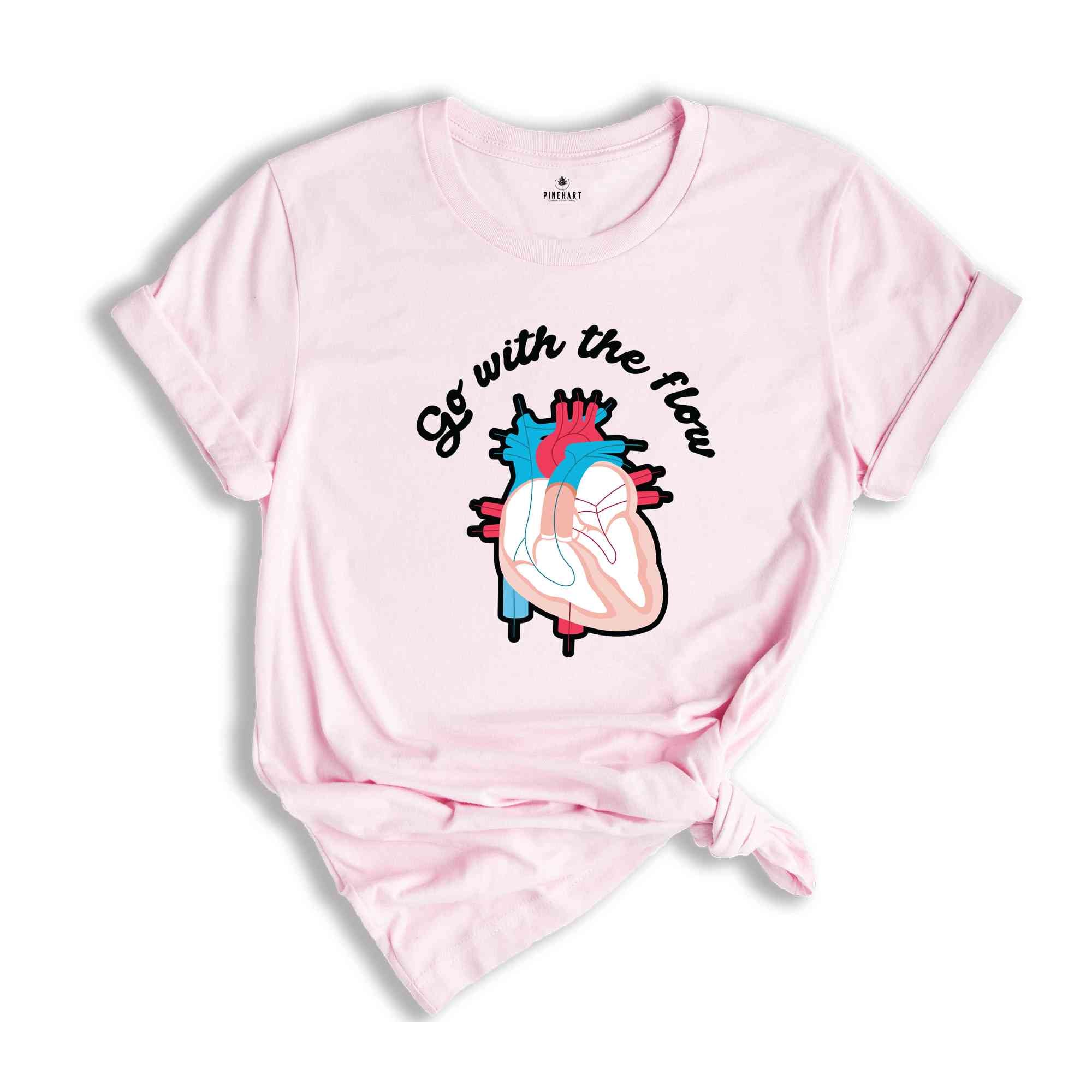 Go With The Flow Heart Shirt, CVICU Cardiac Nurse Shirt, Heart Flow Anatomy Shirt, CVICU Nurse Shirt, Cardiology Shirt, Cardiac Nurse Shirt