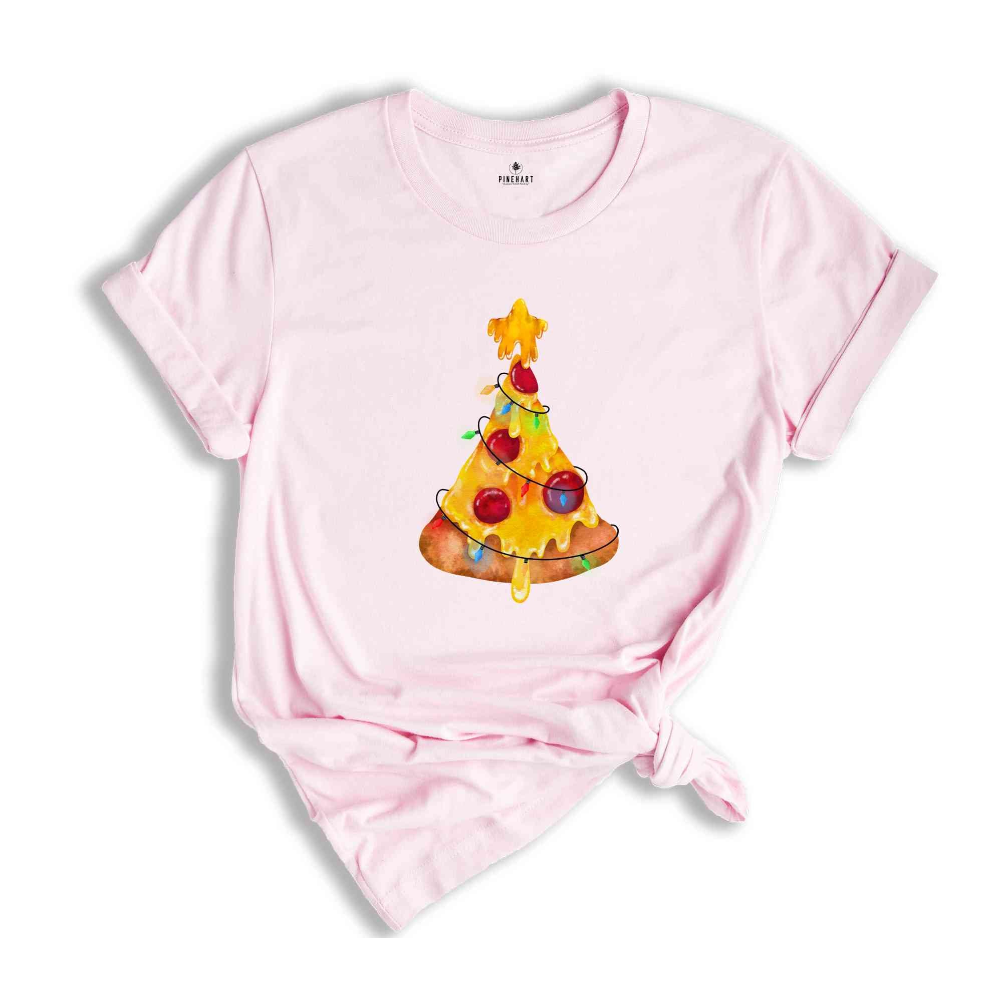 Cheesy Pizza Christmas Tree T-Shirt, Holiday Pizza Tree Shirt, Christmas Vibes Tee, Holiday Pizza Slice Shirt, Pizza Lover Gift