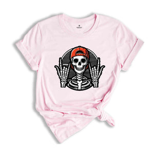 Rocker Skater Skeleton Shirt, Halloween Skeleton Shirt, Funny Skeleton Shirt, Spooky Season Shirt, Music Lovers Gift, Skater Shirt