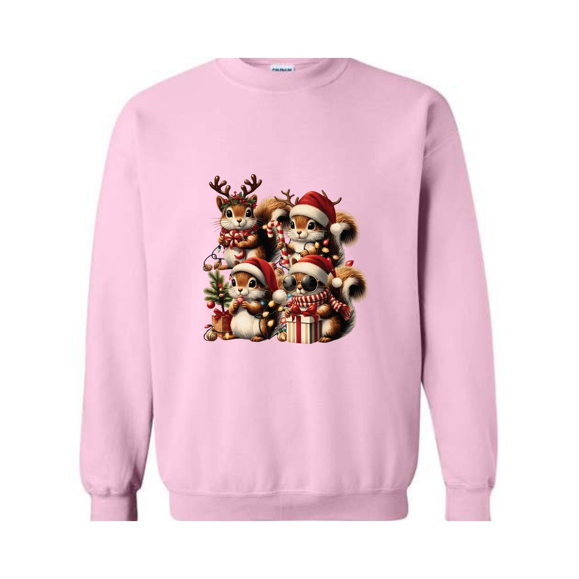 Cute Squirrel Christmas Sweatshirt, Holiday Squirrel Sweatshirt, Funny Xmas Squirrel Sweatshirt, Animal Lover Christmas Gift, Winter Sweater