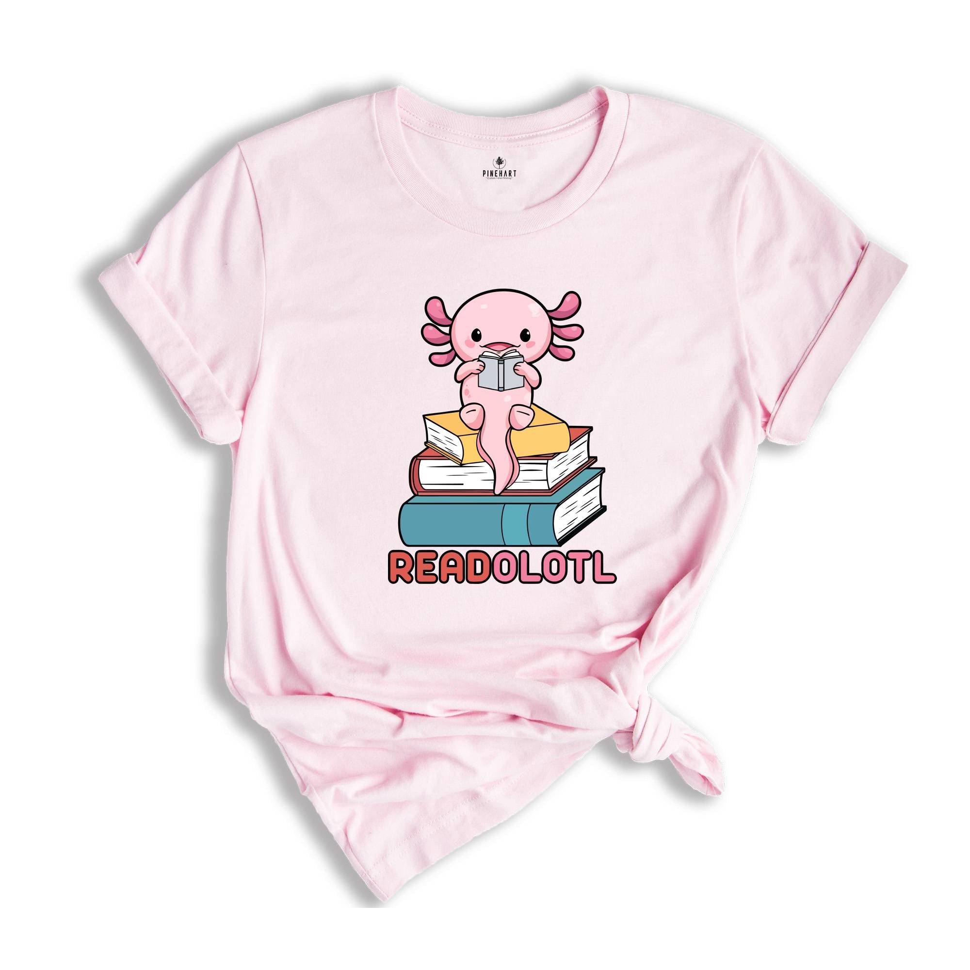 Readolotl Cute Shirt, Library T-Shirt, Bookworm Gift Tee, Axolotl Book Lover Tee, Librarian Gift, Book Lover Gift