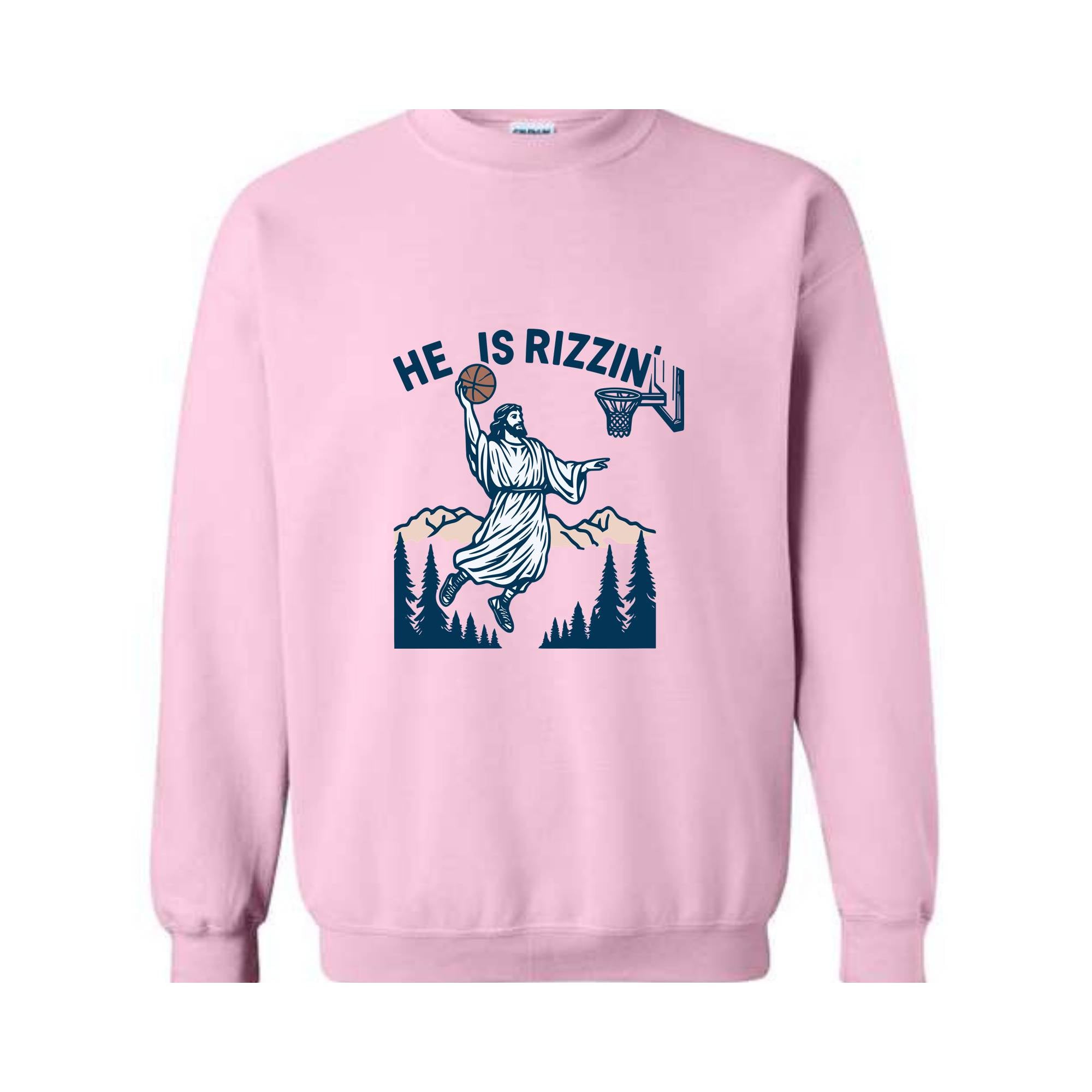 He Is Rizzin' Sweatshirt, Jesus Basketball Easter Sweater, He Is Rizen Funny Easter Sweatshirt, He Is Rizzen Jesus Hoodie, Faith Jesus Gift