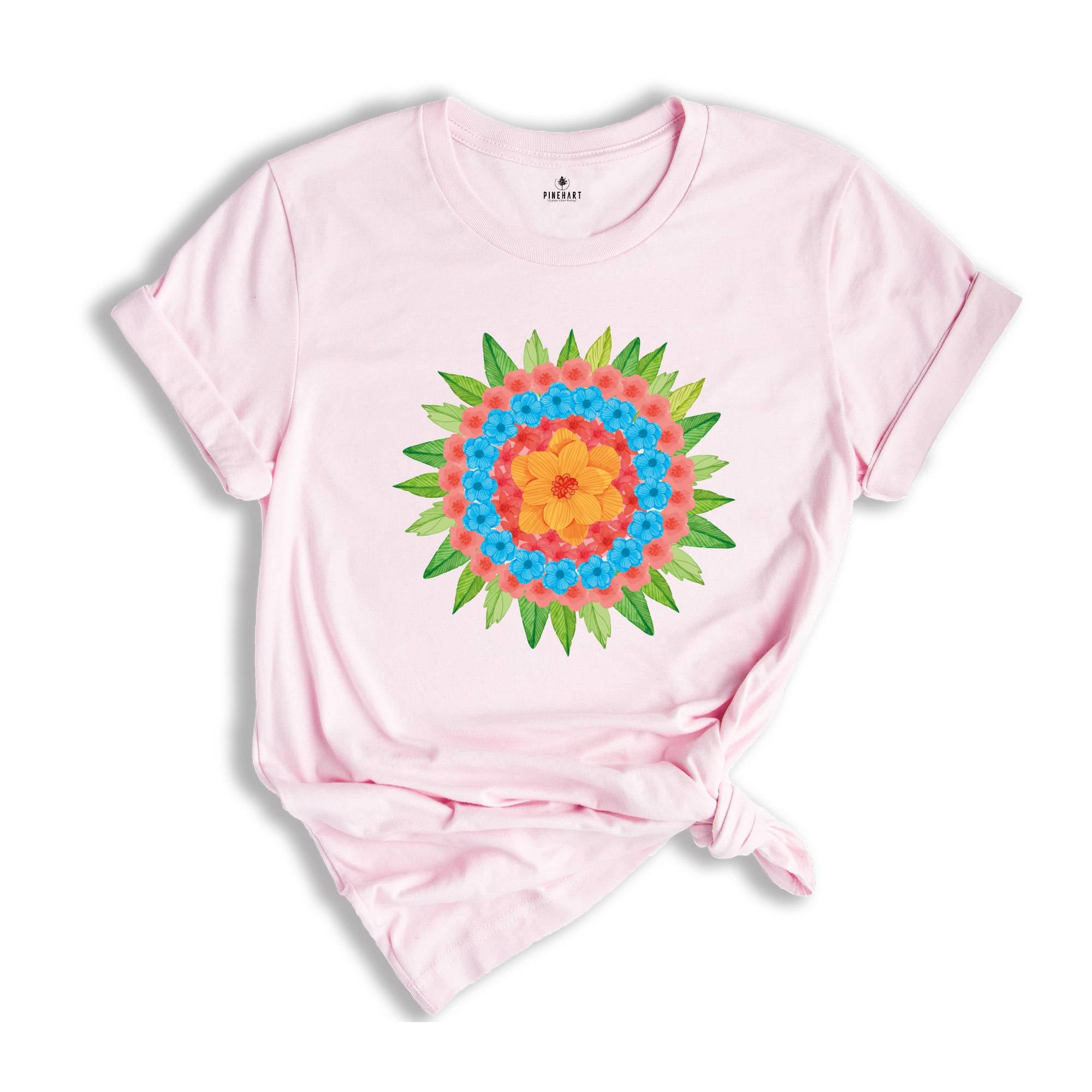 Mandala Shirt, Floral Mandala T-Shirt, Spring Floral Shirt, Flower Shirt, Florist Gift, Gift for Bestie, Mandala Lover Tee