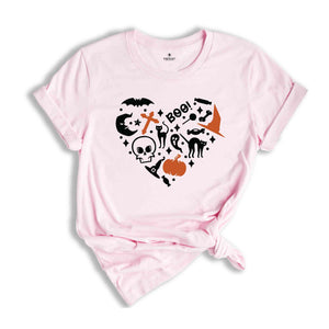 Love Halloween Shirt, Heart Halloween Shirt, Spooky Halloween Shirt, Cool Halloween Party Shirt, Cute Halloween Shirt, Halloween Lover Shirt