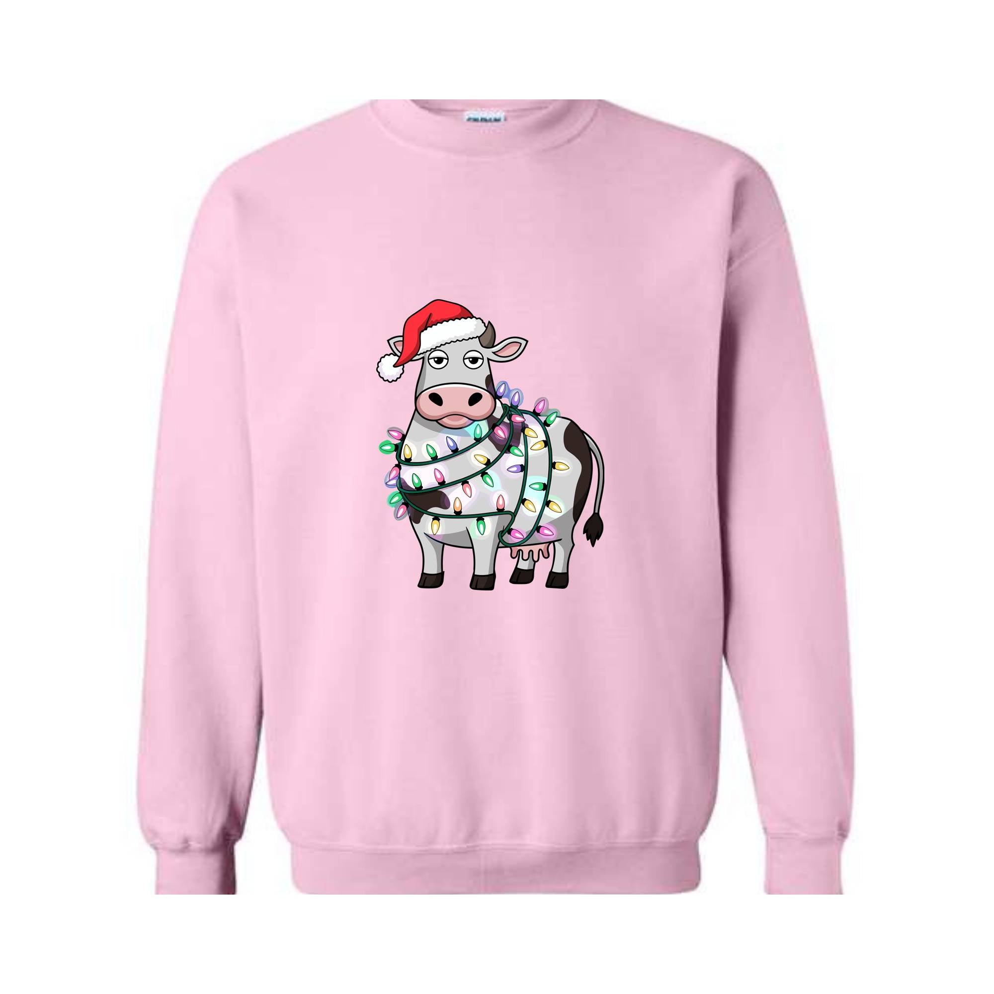 Christmas Cow Sweatshirt, Cow Lights Hoodie, Cow Sweatshirt, Cow Lover Hoodie, Christmas Hoodie, Highland Cow Hoodie, Farm Hoodie