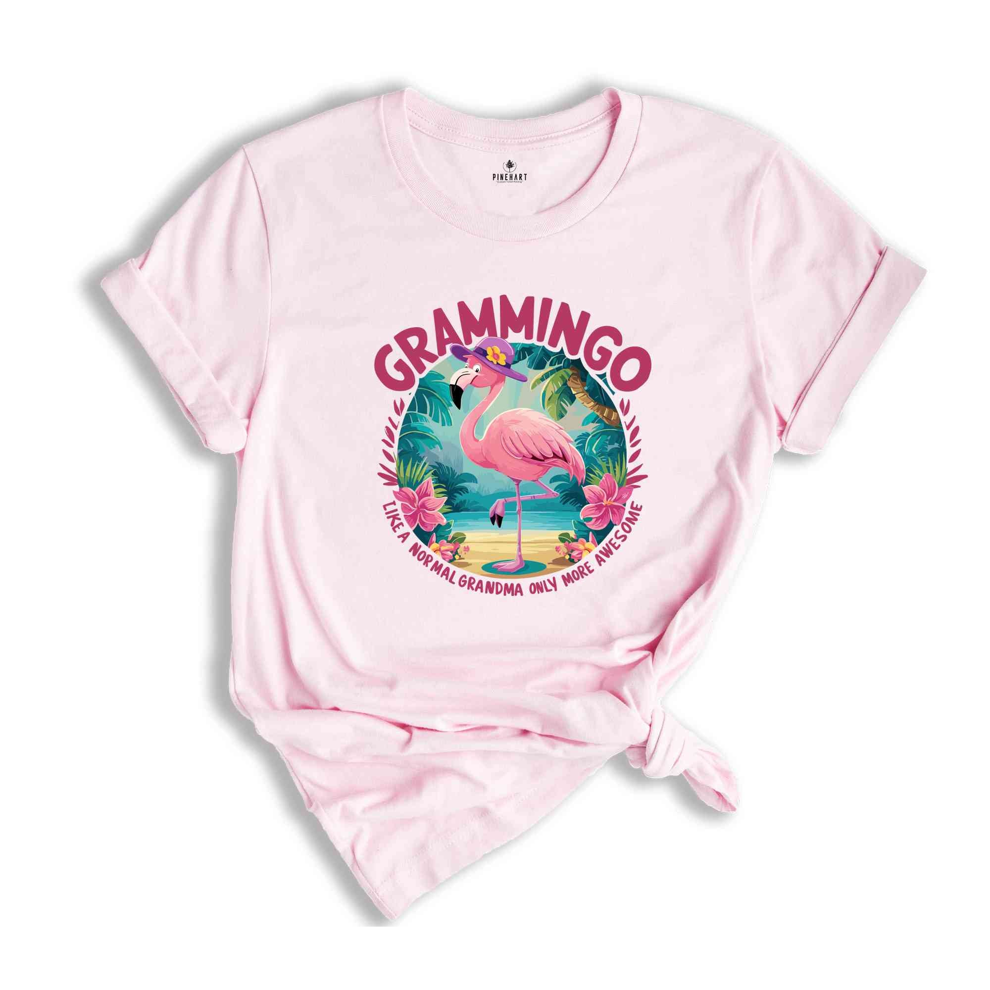 Grammingo Grandma Shirt, Grandma Gift, Grandma Shirt, Flamingo Grammingo Like A Normal Grandma Only More Awesome TShirt