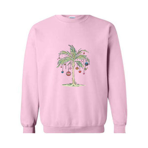 Christmas Palm Tree Sweatshirt, Tropical Christmas Sweatshirt, Aloha Christmas Sweater, Holiday Beach Sweatshirt