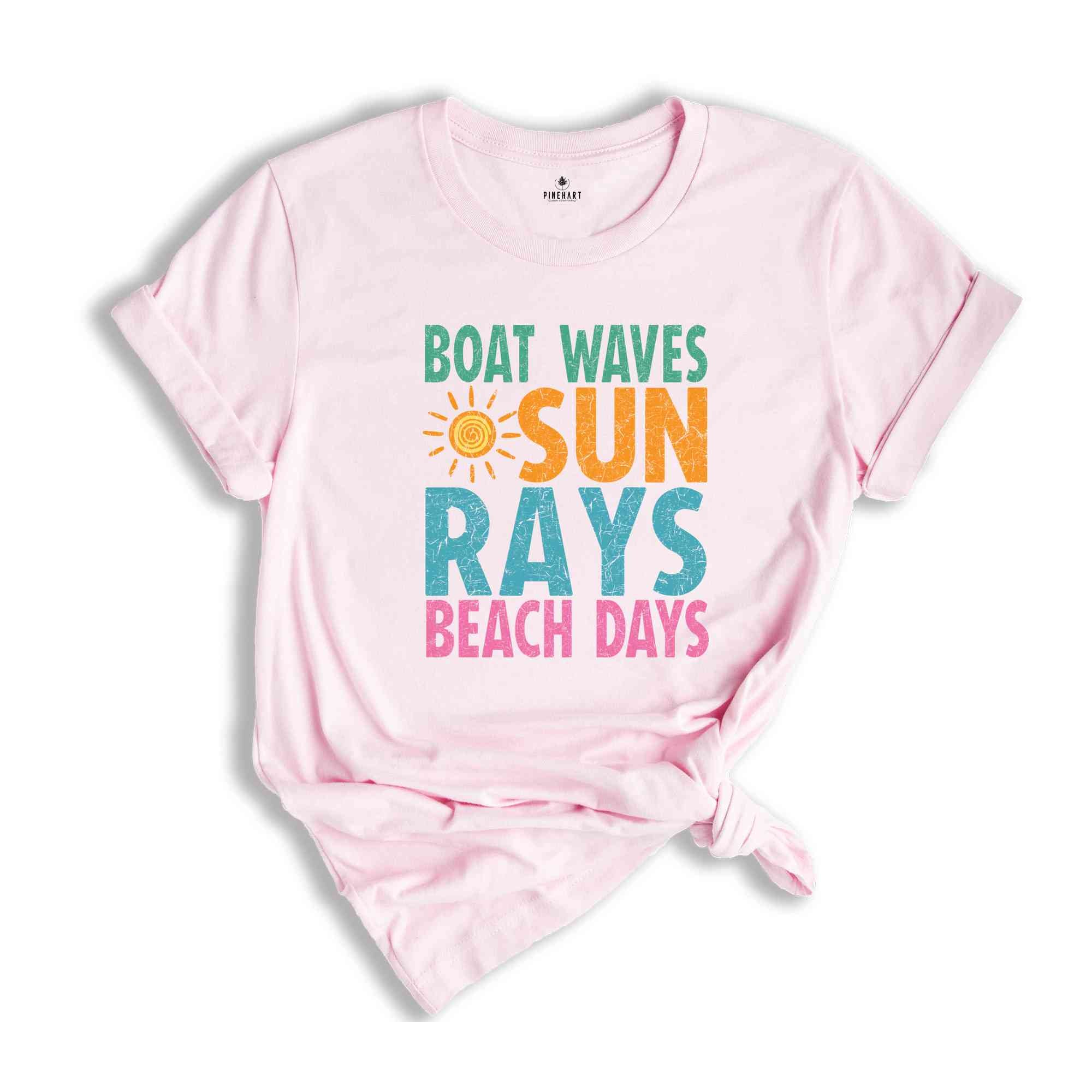 Boat Waves Sun Rays Beach Days Shirt, Summer Shirt, Beach Shirt, Lake Day Shirt, Lake Vacation Shirt, Summer Vibes Shirt, Sunshine Shirt