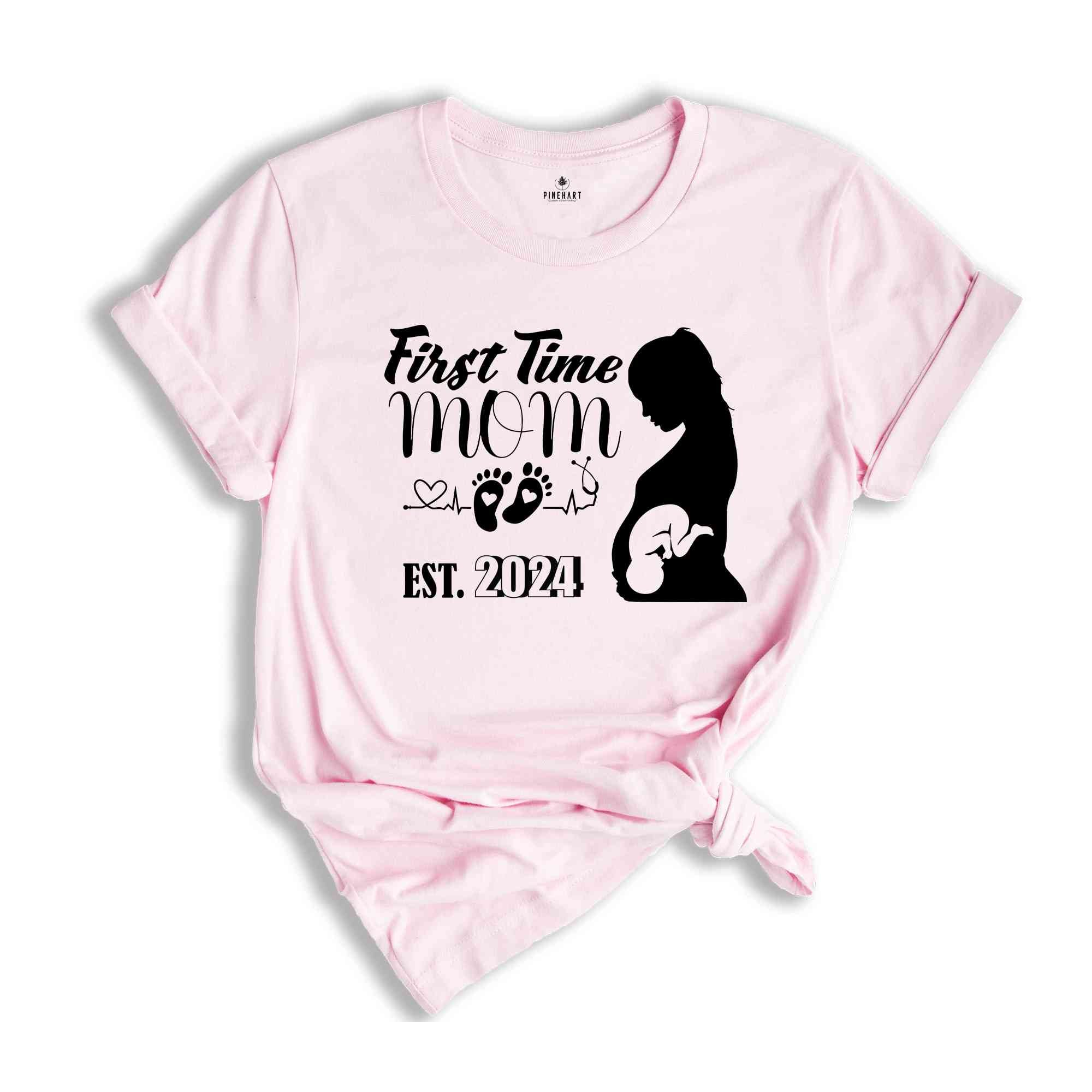 First Time Mom Est 2024 Shirt, New Mom Mother's Day Gift, Pregnancy Reveal Shirt, Baby Shower Gift, Expecting Mom Tee