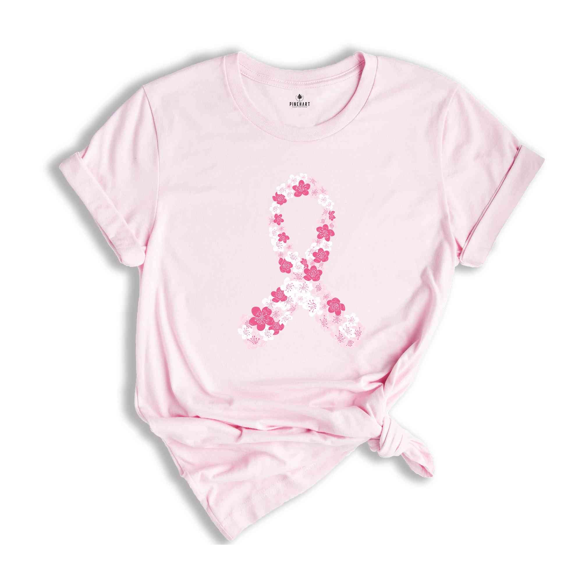 Japanese Sakura Breast Cancer Ribbon Shirt, Breast Cancer Warrior Shirt, Pink Ribbon Shirt, Floral Cancer Shirt, Fuck Cancer Shirt