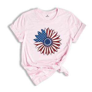 America Sunflower T-Shirt, USA Flag Flower T-Shirt, Gift For American, Freedom T-Shirt, Independence Shirt