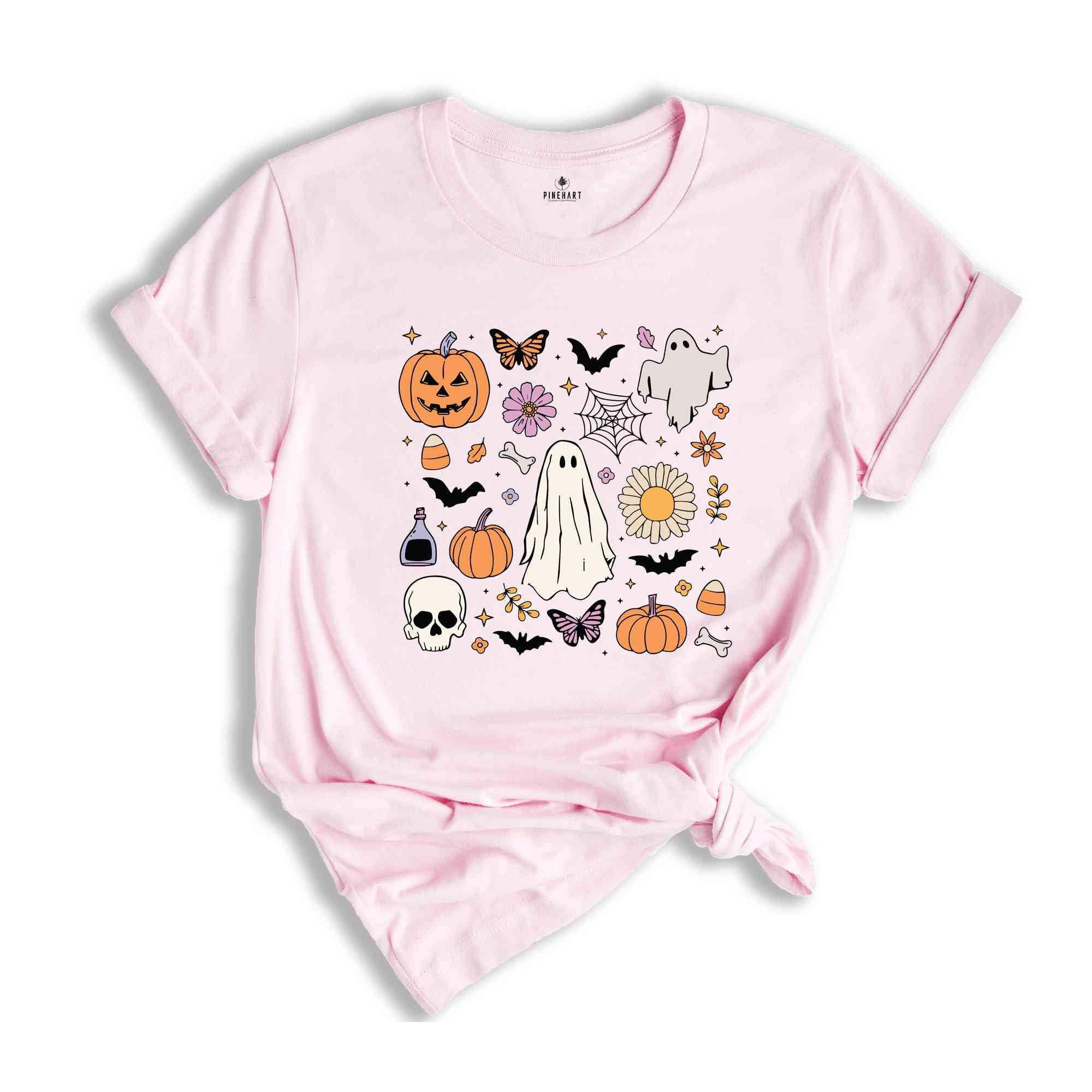 Cute Halloween Theme T-Shirt, Halloween Shirt, Cute Halloween Gifts, Fall Shirt, Spooky Season Tee, Ghost Halloween Shirt