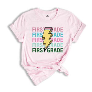 First Grade Pencil Shirt, Pencil Bolt Shirt, Retro Shirt, Back To School Shirt, School Shirt, Teacher Shirt, Pencil Shirt, Teacher Gift