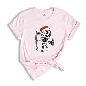 Christmas Skeleton Shirt, Dead Inside Skeleton Christmas Shirt, Sarcastic Christmas Coffee Shirt, Coffee Lover Christmas Gift