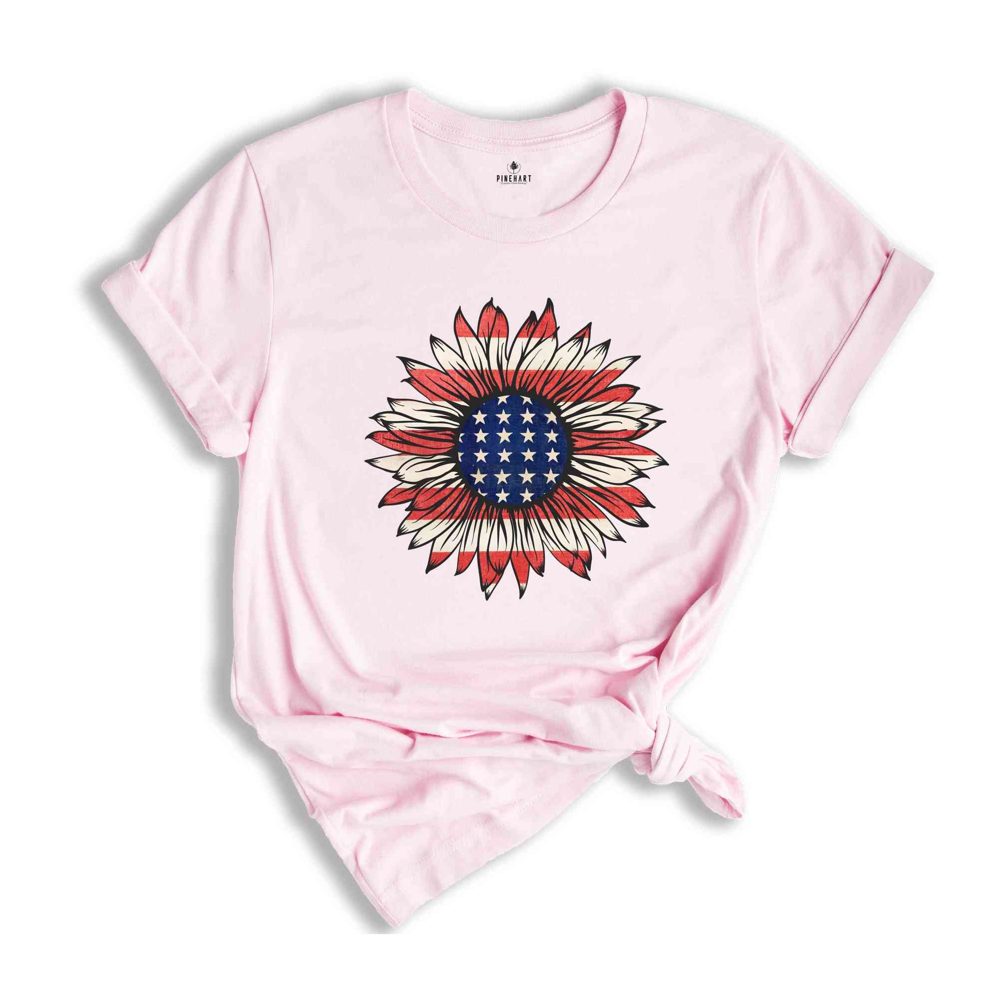 American Sunflower Shirt, 4th Of July Shirt, USA Shirt, Patriotic Shirt, Independence Day Shirt, Red White And Blue, Fourth Of July