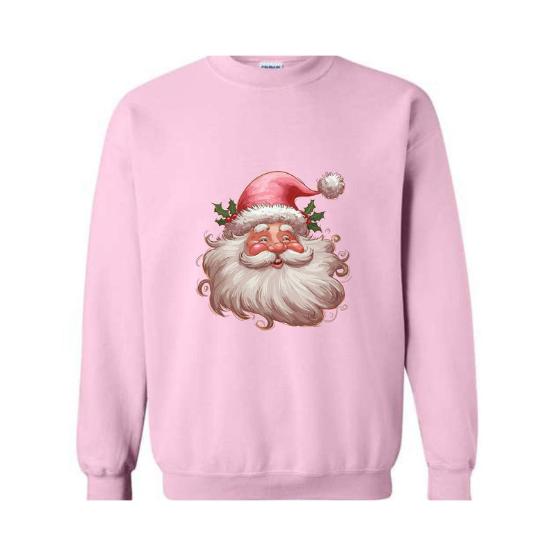 Retro Pink Santa Christmas Sweatshirt, Christmas Matching Family Sweat, Retro Christmas Sweatshirt, Vintage Holiday Sweater