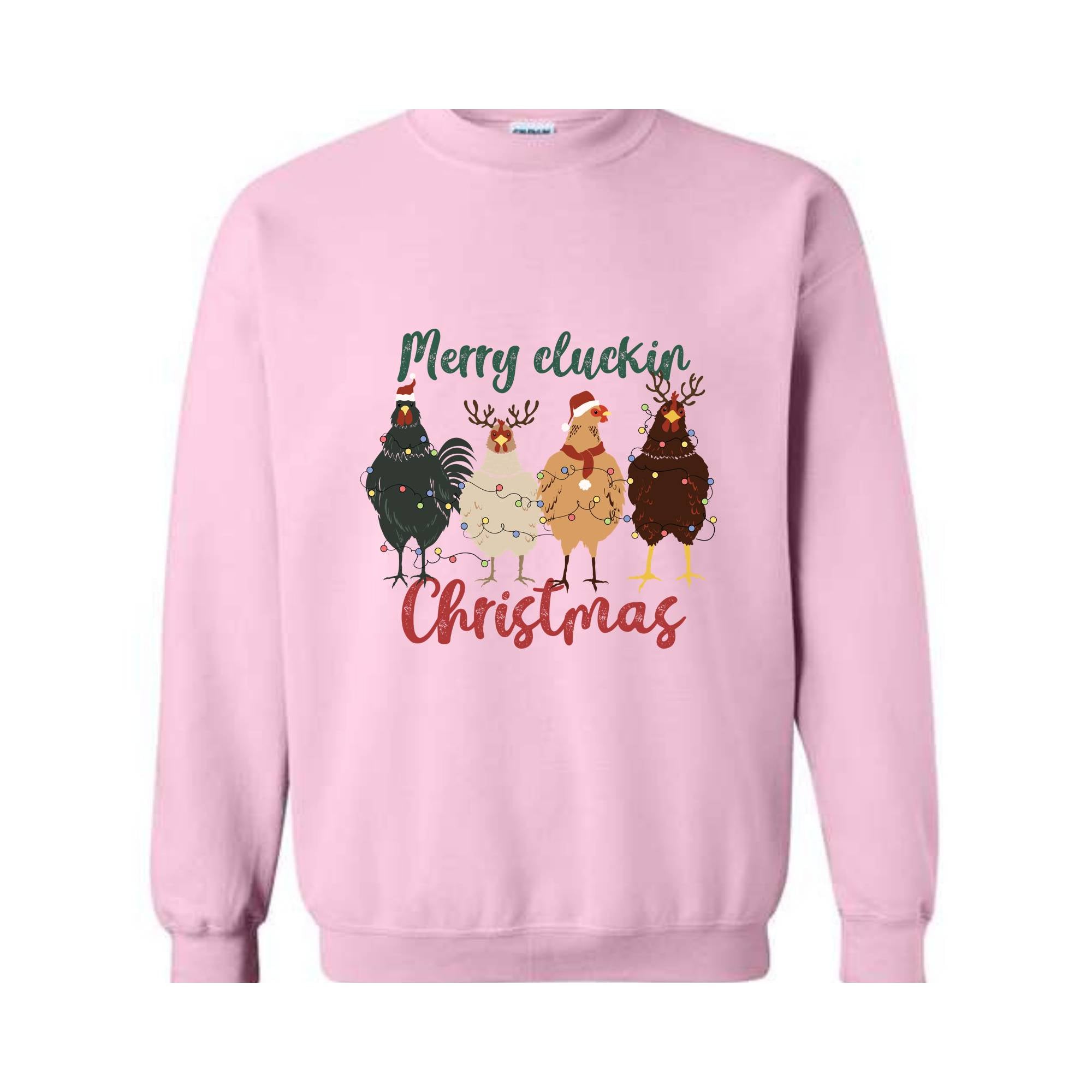 Merry Cluckin Christmas Sweatshirt, Chicken Christmas Sweatshirt, Christmas Farm Animals Sweatshirt, Christmas Sweatshirt, Xmas Sweatshirt