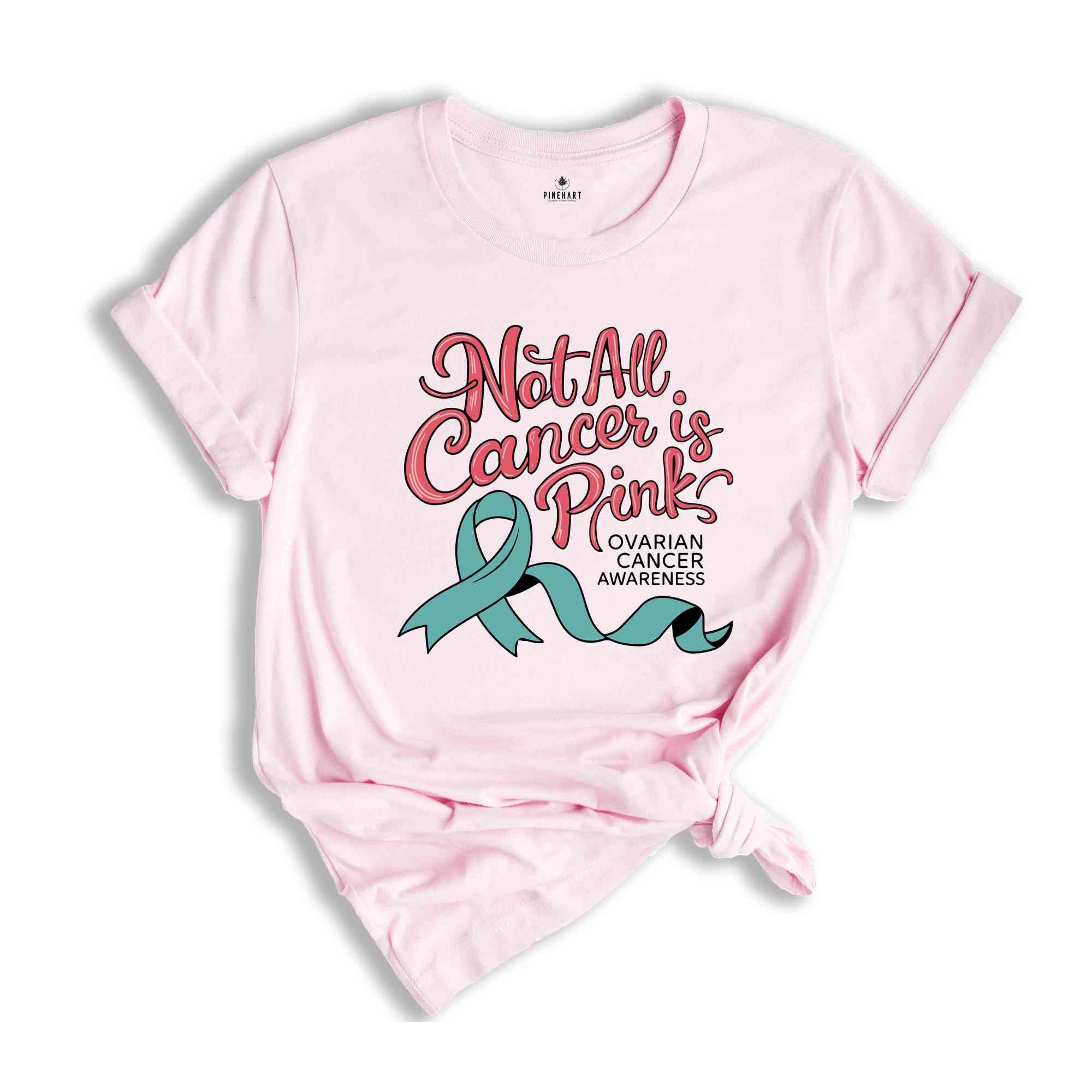 Ovarian Cancer Warrior Vneck Shirt, Awareness Graphic Tees, Ovarian Cancer Fighter Shirt, Ovarian Cancer Support Gift, Cancer Ribbon T-Shirt