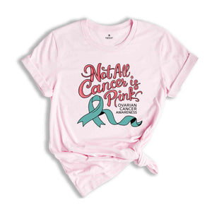 Ovarian Cancer Warrior Vneck Shirt, Awareness Graphic Tees, Ovarian Cancer Fighter Shirt, Ovarian Cancer Support Gift, Cancer Ribbon T-Shirt