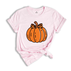 Halloween Pumpkin Shirt, Retro Halloween Shirt, Coquette Halloween Shirt, Pink Pumpkin Shirt, Pumpkin Coquette Bow Shirt, Ghost Shirt