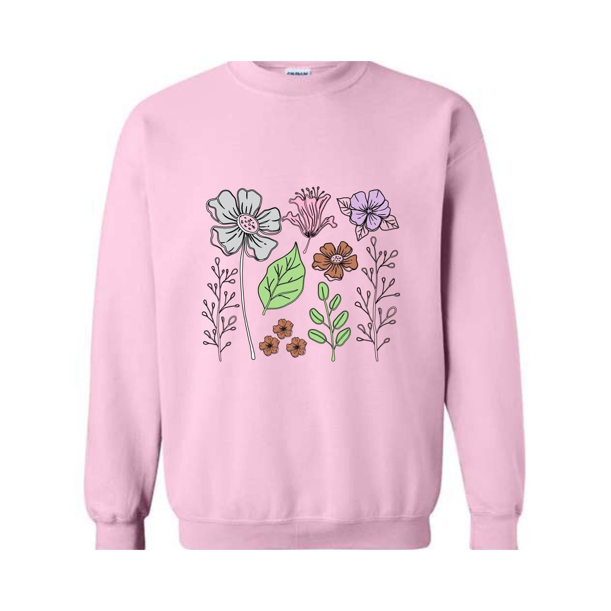 Boho Flower Sweatshirt Flowers Lovers Sweater Women Floral Minimalist Sweater Flower Print Sweatshirt Woman Gift Flower Sweatshirt