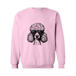 Funny Poodle With Sunglasses Sweatshirt, Hipster Poodle Dog Hoodie, Dog Mom Hoodie, Gifts For Dog Lovers