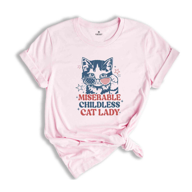 Miserable Childless Cat Lady T-Shirt, Vote Kamala Harris Shirt, Usa Elections Shirts, Gifts For Kamala Harris Supporters