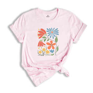 Boho Retro Flowers Tee, Boho Floral Tee, Spring Break Shirt, Summer Tee, Flowers Shirt, Gardener Gifts