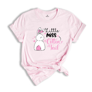 Little Miss Cotton Tail T-shirt, Bunny Lover Shirt, Easter Party Tee, Happy Easter 2024 Gift, Cute Easter Gift