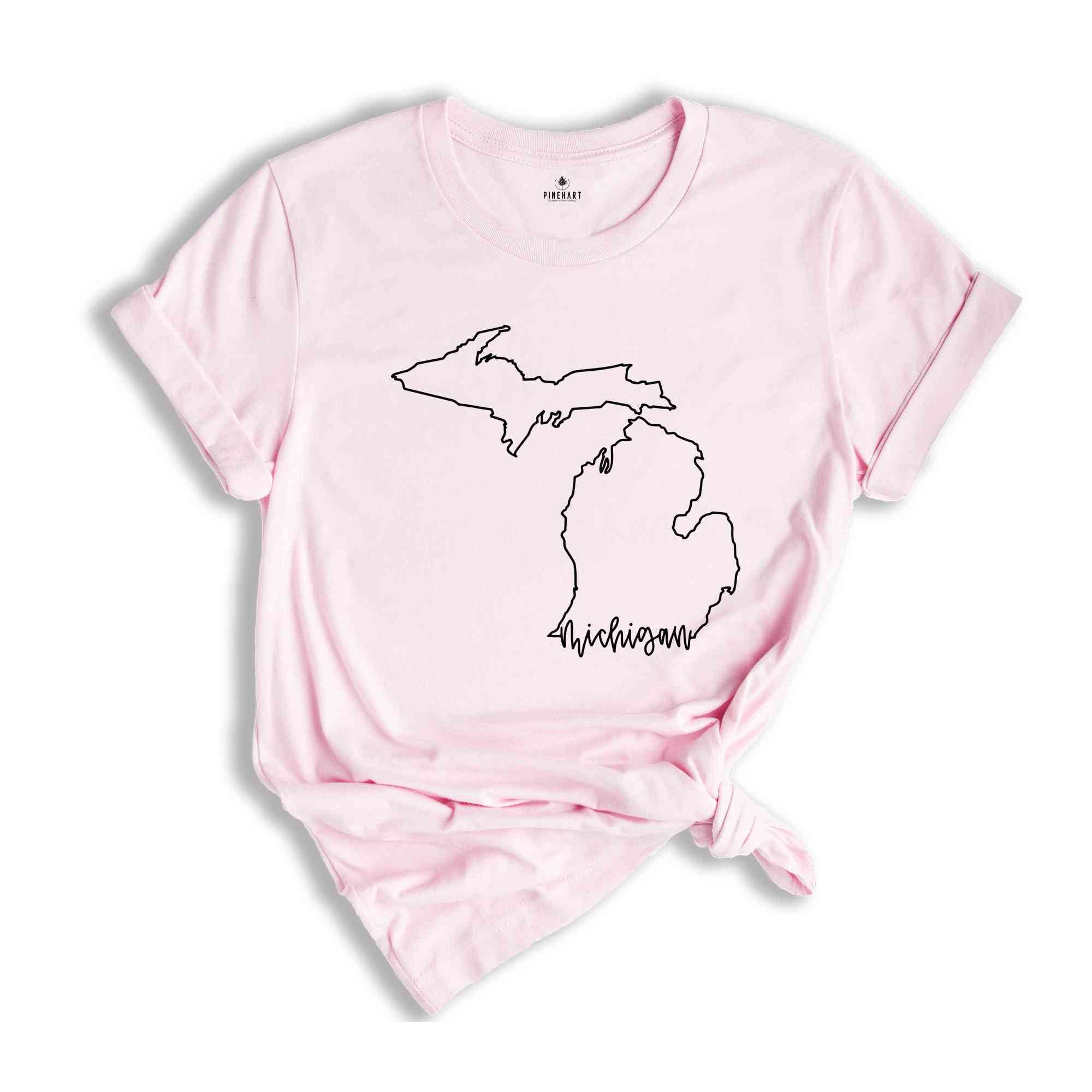 Michigan State Shirts, Michigan State Map Shirt, Michigan Travel Gifts, Michigan Clothing, Michigan Shirt, Michigan Apparel, Michigan Hoodie