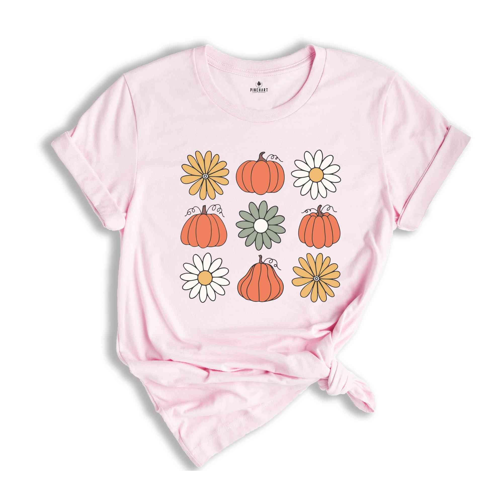 Pumpkins Flowers Halloween Shirt, Vintage Floral Pumpkins Shirt, Retro Pumpkin Shirt, Fall Shirt, Halloween Shirt, Retro Halloween Shirt