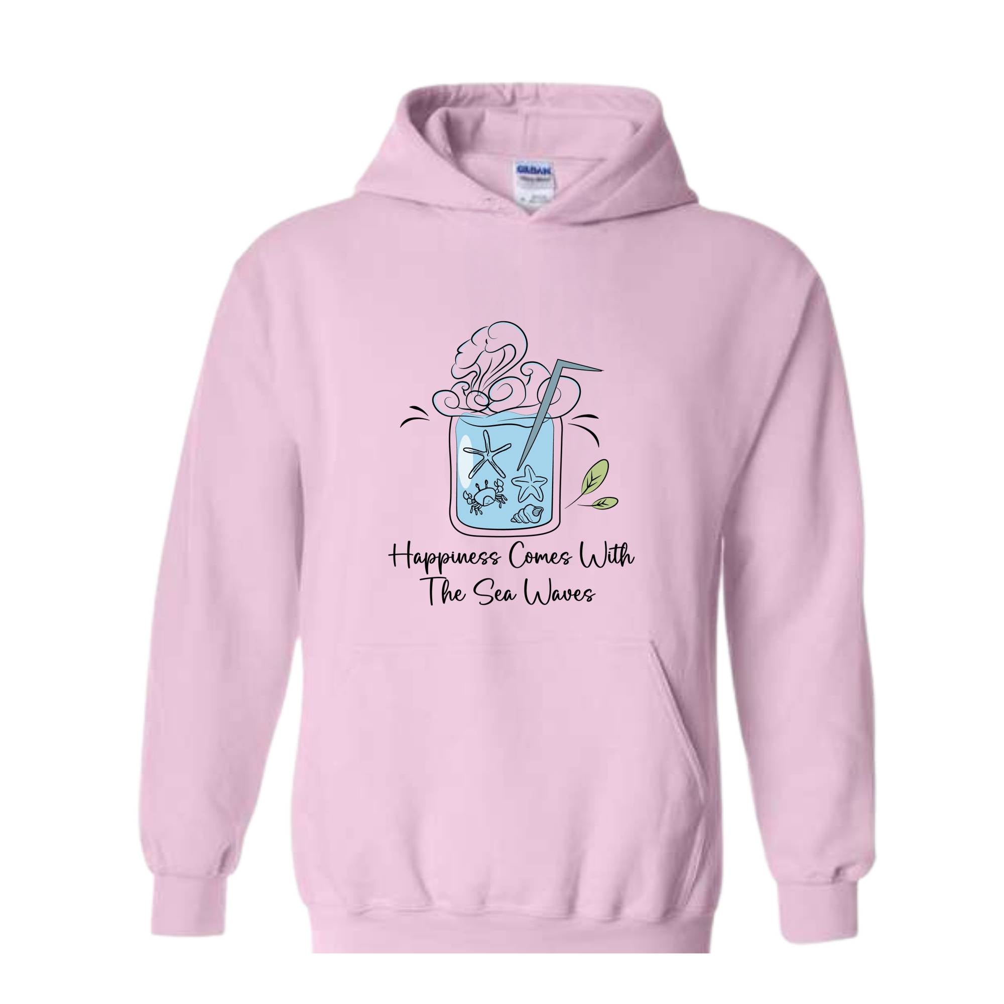 Happiness Comes With the Sea Waves Sweater, Happy Day Sweater, Summer Day Sweater, Waves Sea Sweatshirt, Juice Sea With Straw